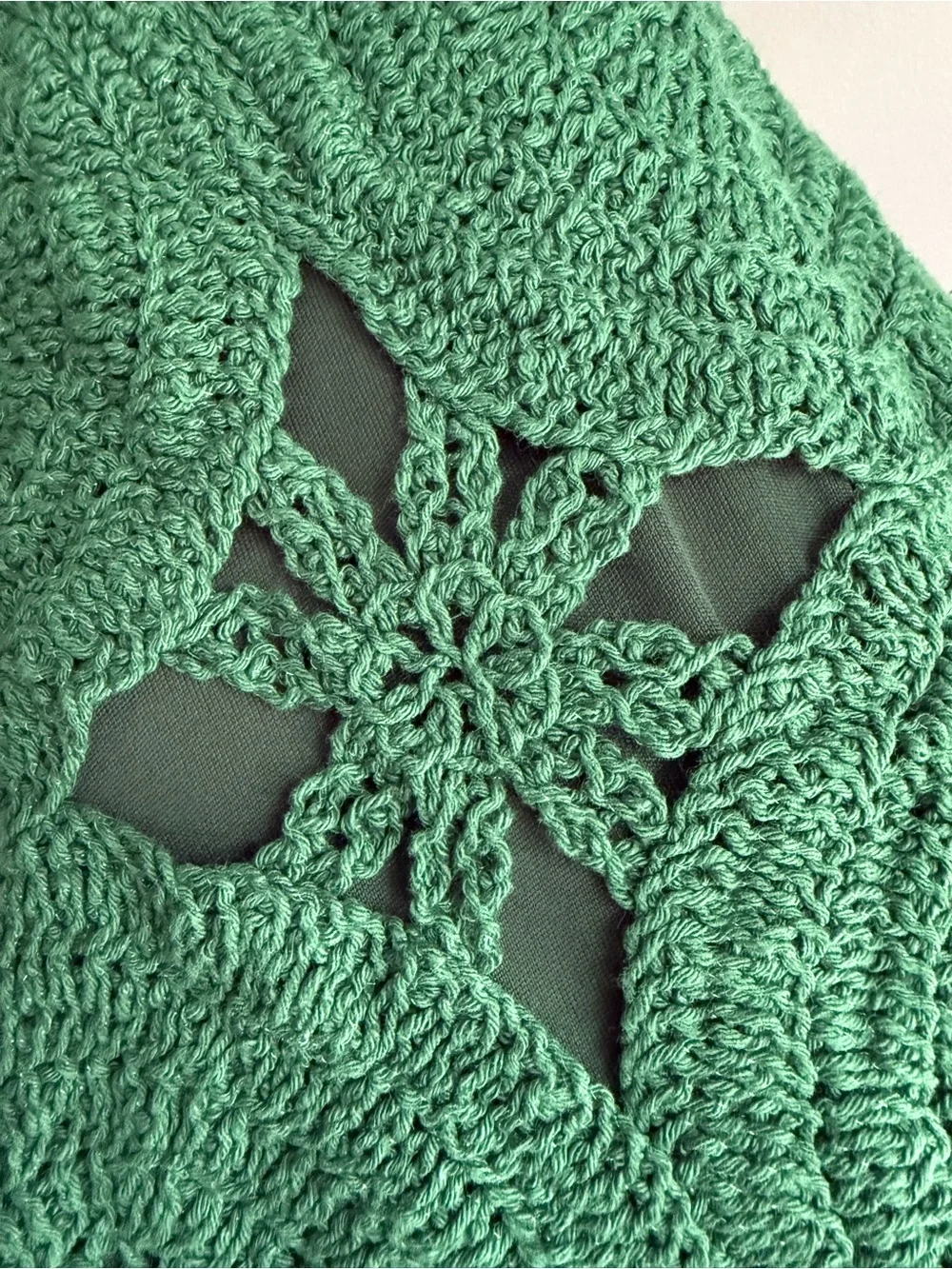 Vici Emerald Green Crochet Scallop-Hem Mini Dress